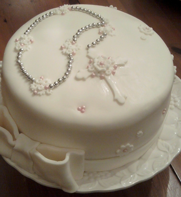 Communion Cake with Rosary Beads