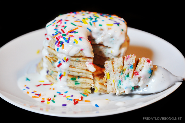 Confetti Cake Protein Pancakes