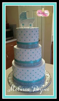 Coral and Teal Baby Shower Cake