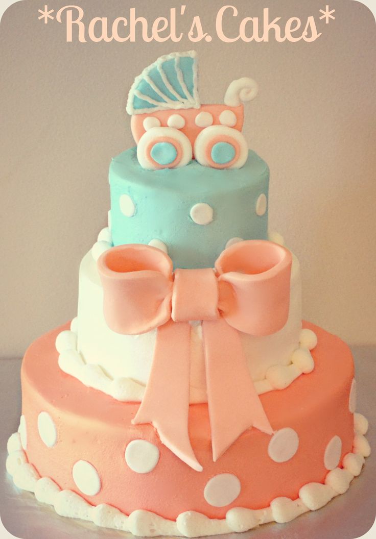Coral and Turquoise Baby Shower Cake Coral and Turquoise Baby Shower Cake
