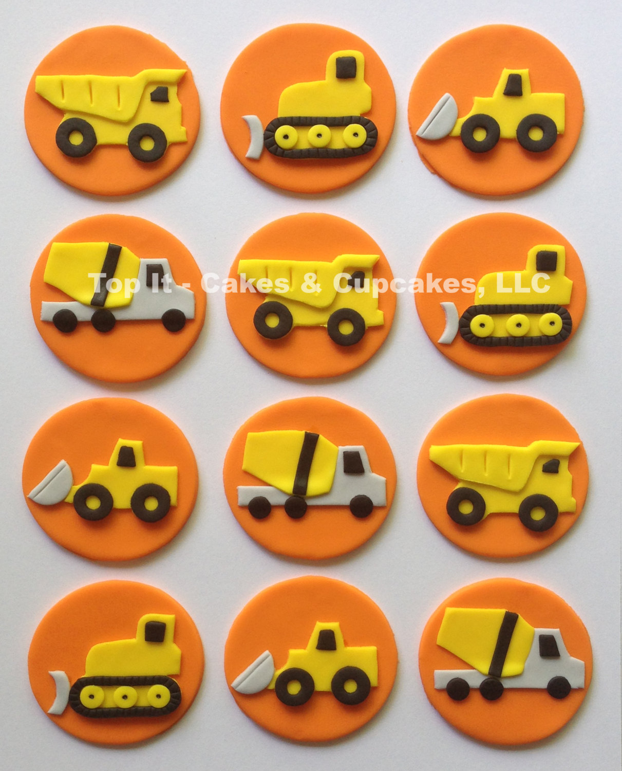 Fondant Construction Cupcake Toppers
