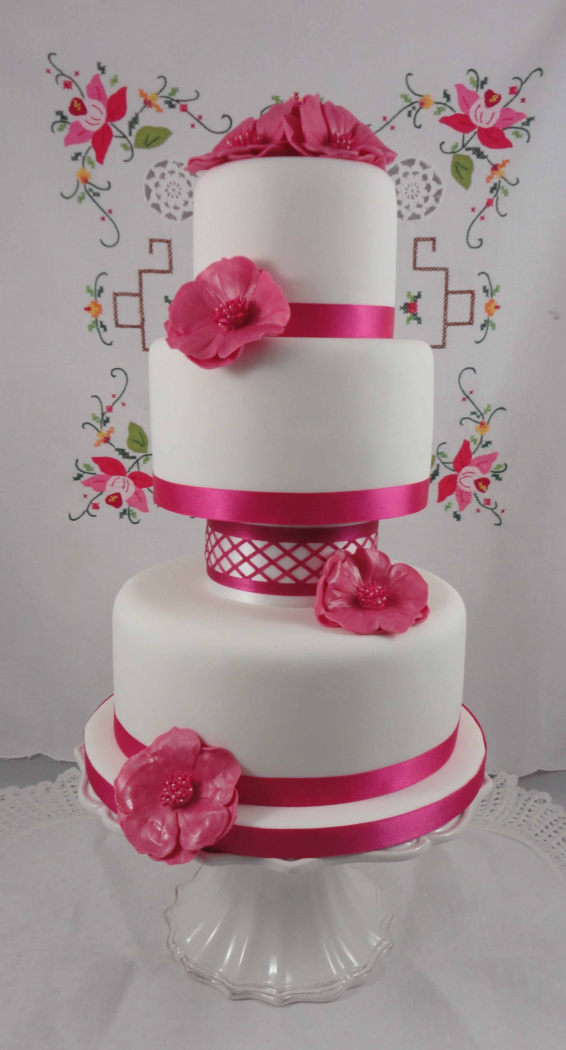 Fuschia Pink Wedding Cake