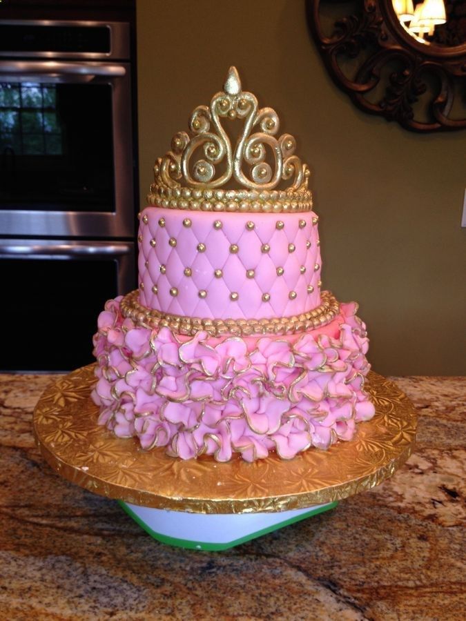 Gold and Purple Princess Baby Shower Cake