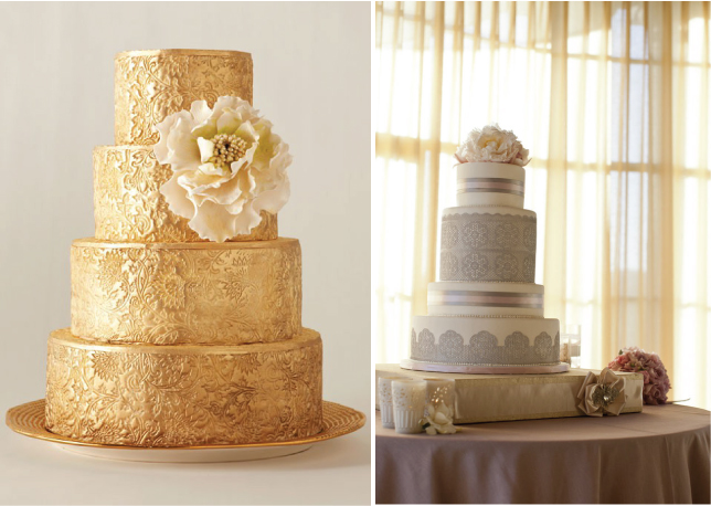 Gold Lace Wedding Cake