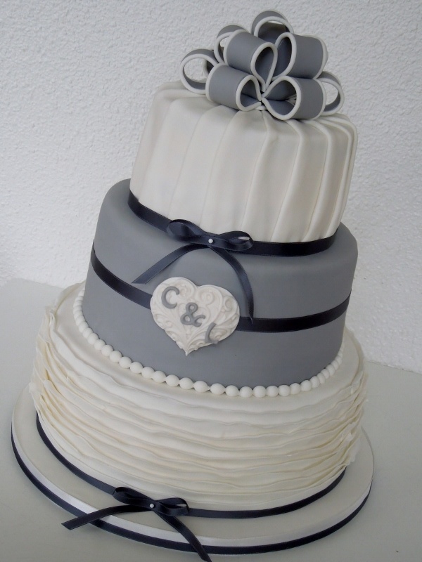 Gray and White Wedding Cake