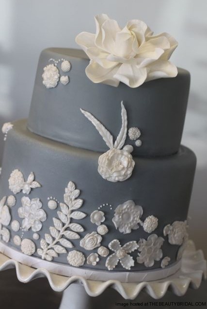 Gray and White Wedding Cake