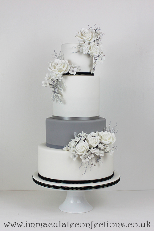 Gray and White Wedding Cake