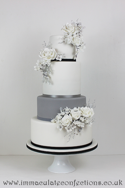 Gray and White Wedding Cake Gray and White Wedding Cake