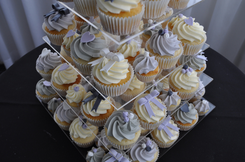 Grey and Lilac Wedding Cupcakes