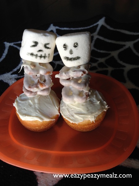 Halloween Skeleton Pretzel Cupcakes