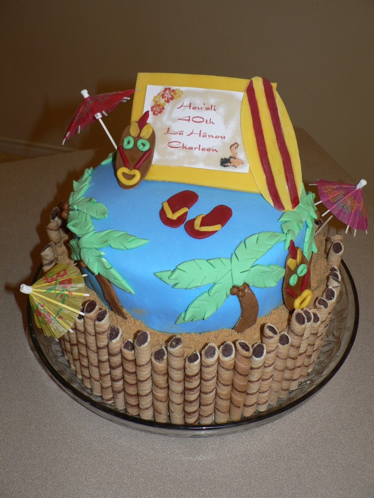 Hawaiian Themed Birthday Cake