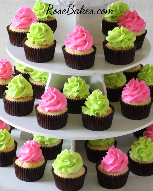 Hot Pink and Lime Green Cupcakes