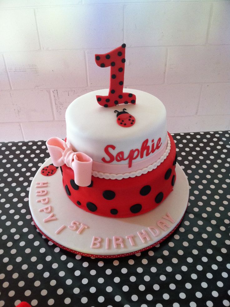 Ladybug First Birthday Cake