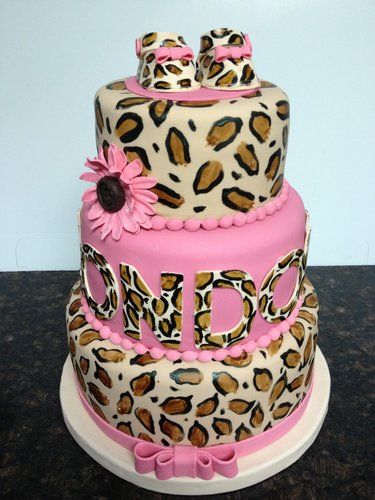 Leopard Print Baby Shower Cake Leopard Print Baby Shower Cake