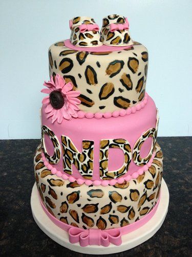 Leopard Print Baby Shower Cake