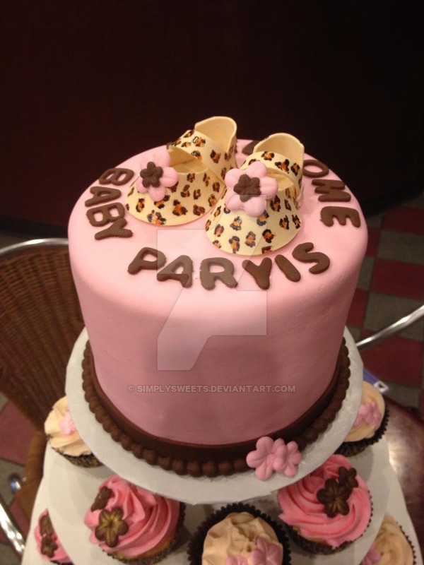 Leopard Print Baby Shower Cake