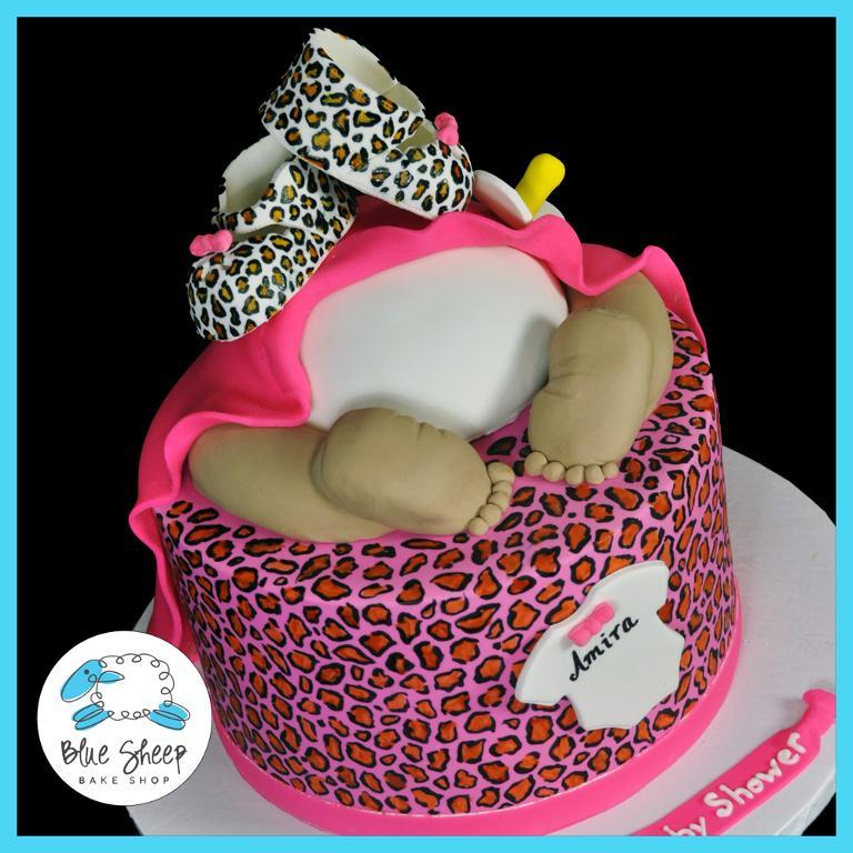 Leopard Print Baby Shower Cake