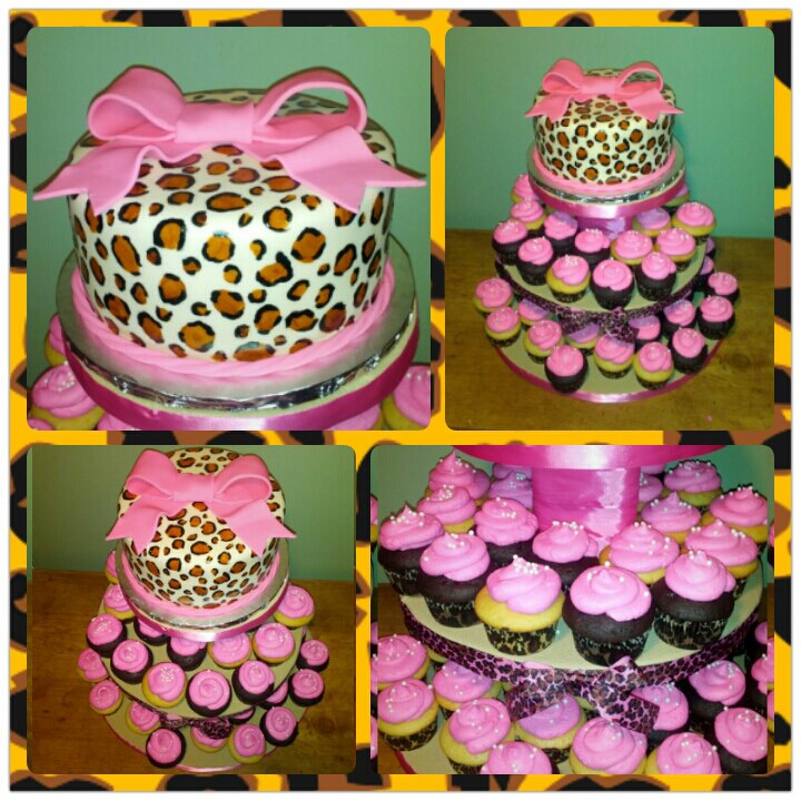Leopard Print Baby Shower Cupcakes