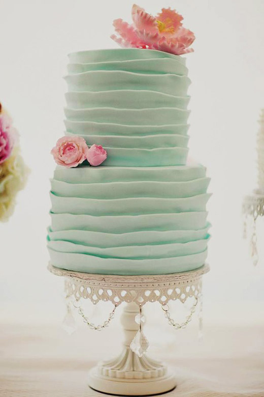 Mint Green and Pink Wedding Cake