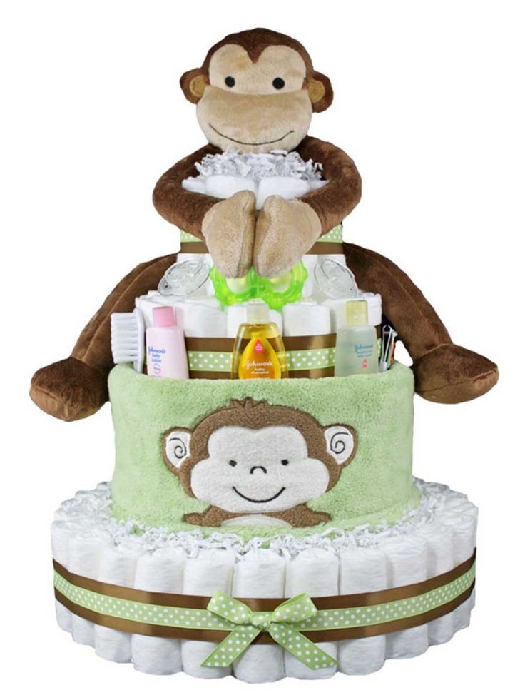 Monkey Girl Baby Shower Diaper Cake