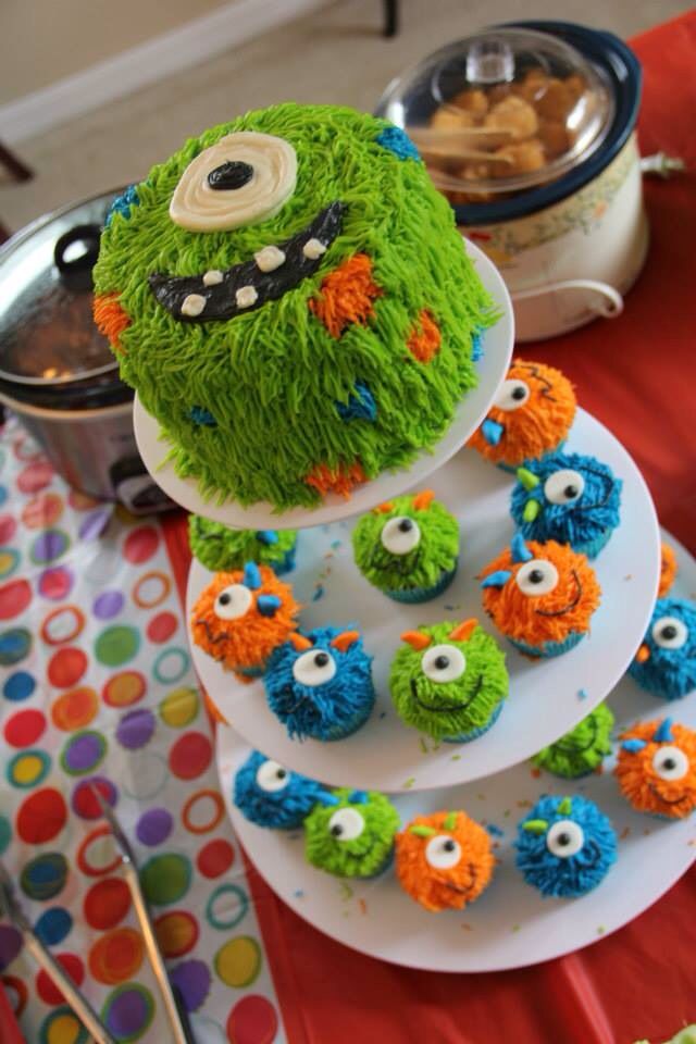 Monster First Birthday Cupcake Cake