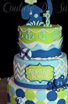 Ocean Preppy 1st Birthday Cake