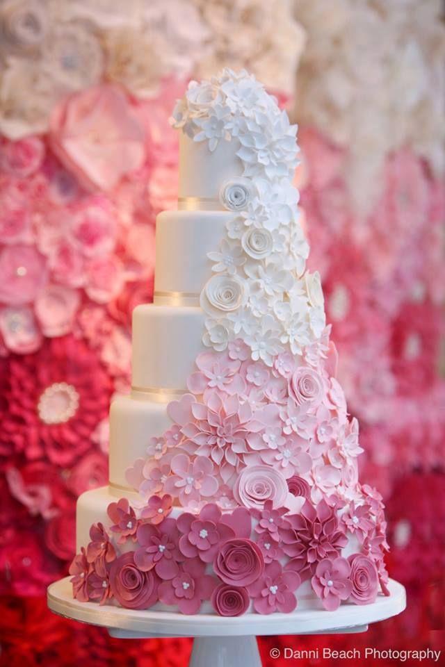 Ombre Flower Wedding Cake