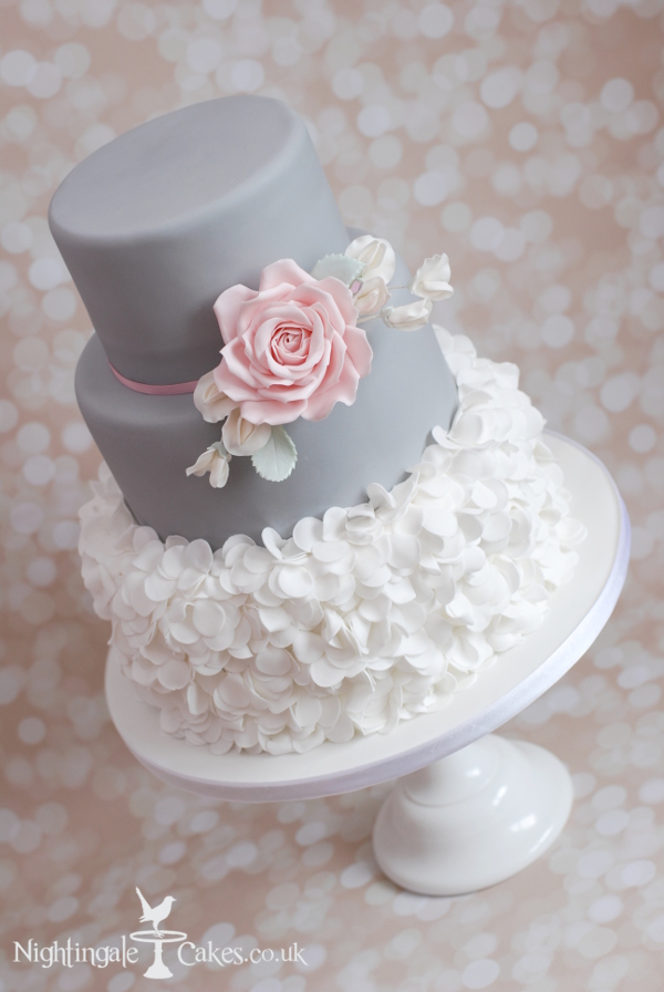 Pink and Grey Wedding Cake