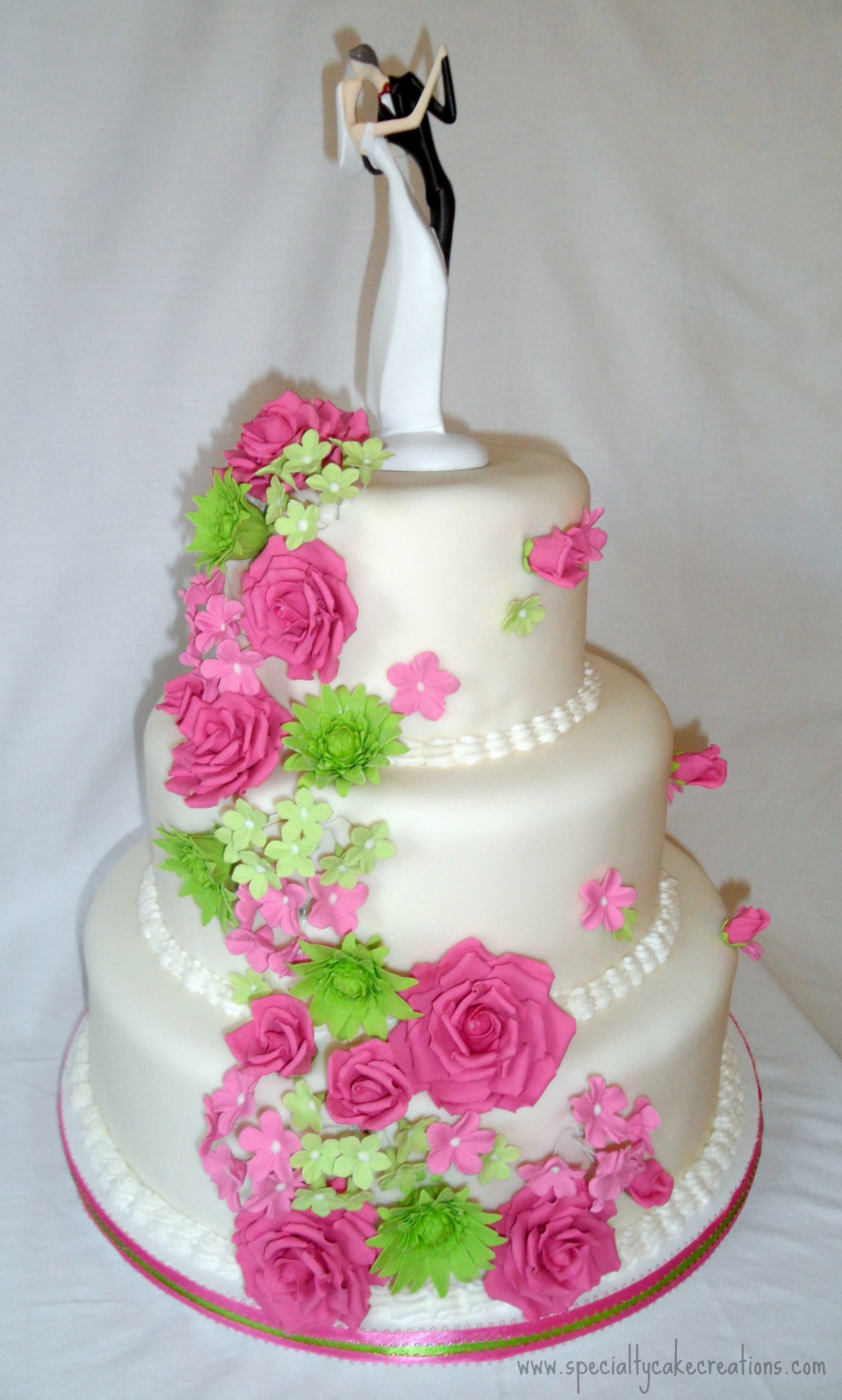 Pink and Lime Green Wedding Cake