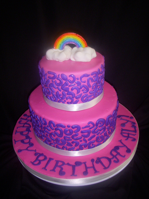 Pink and Purple Cheetah Print Cake