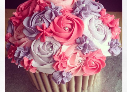 Pink and Purple Giant Cupcake Cake