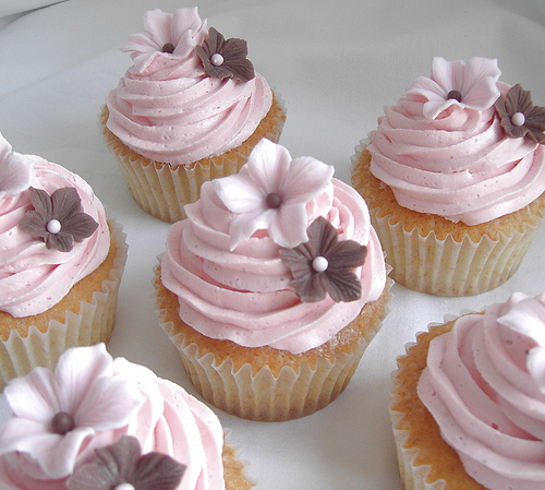 Pink Flower Wedding Cupcakes