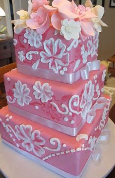 Pink Icing Flower Cake Pink Icing Flower Cake