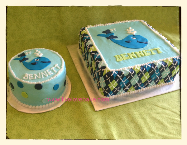 Preppy Whale 1st Birthday Cake