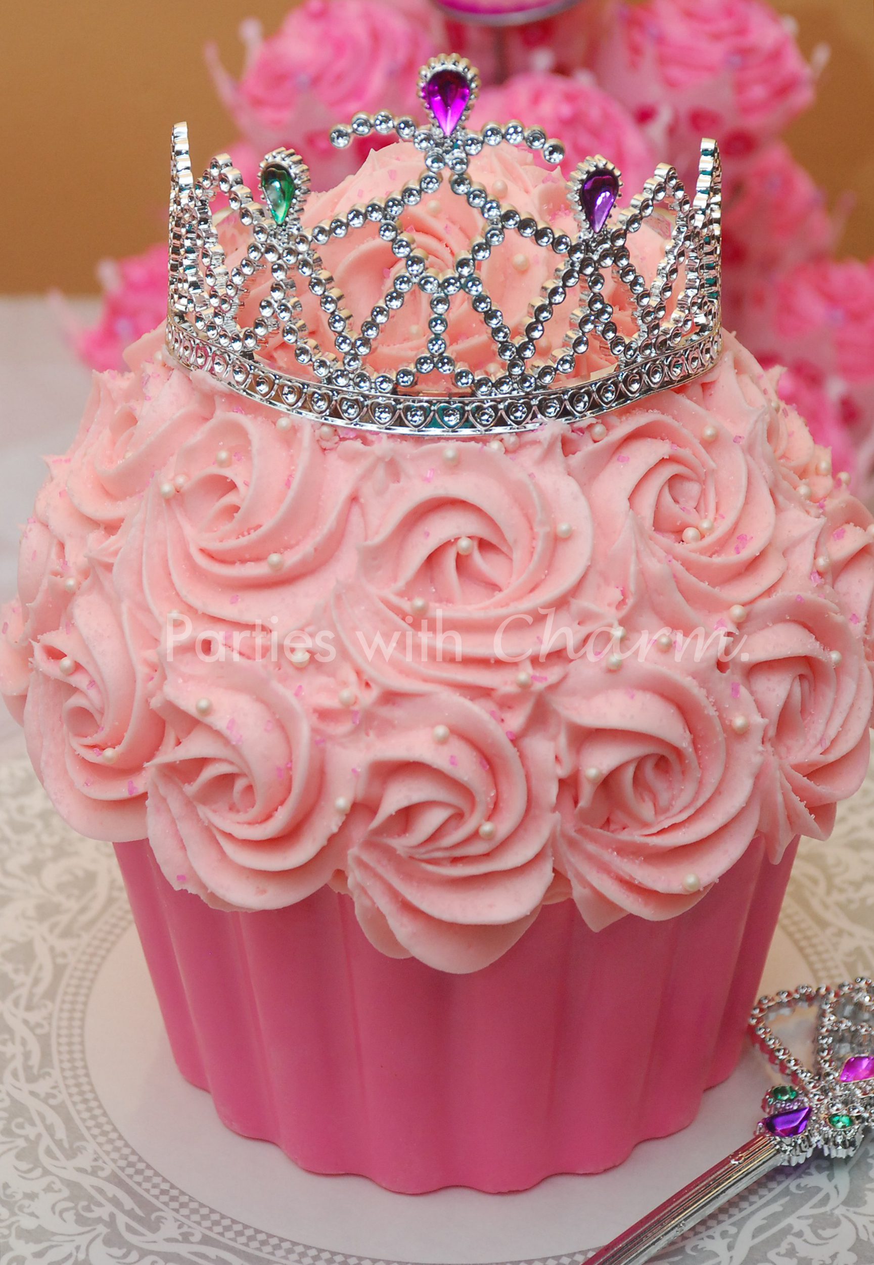 Princess Baby Shower Cake with Cupcakes