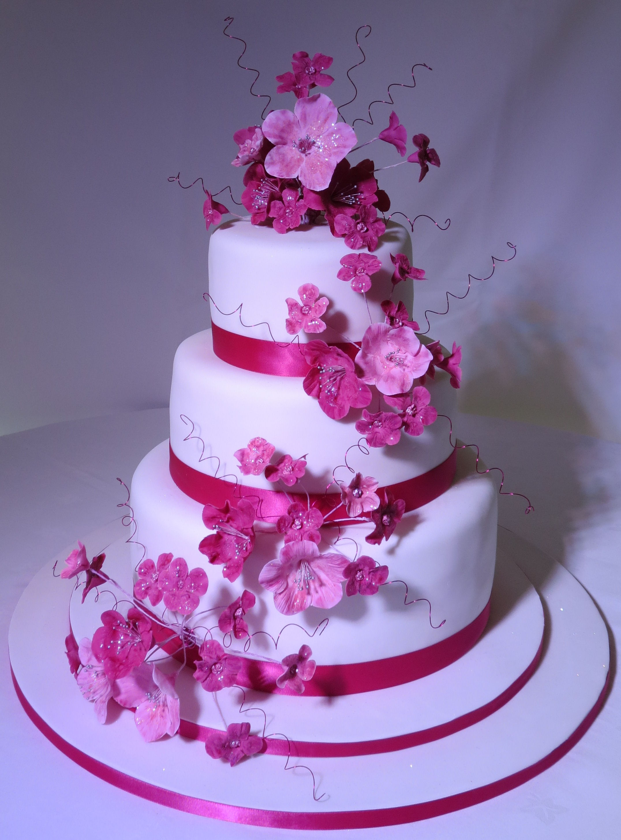 Purple and Fuschia Wedding Cake