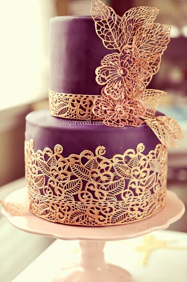 Purple and Gold Wedding Cakes Ideas