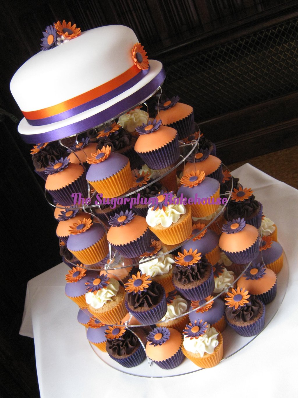 Purple and Orange Wedding Cupcake
