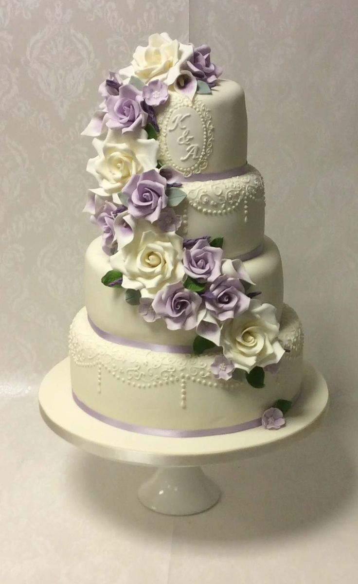 Purple Lace Wedding Cake