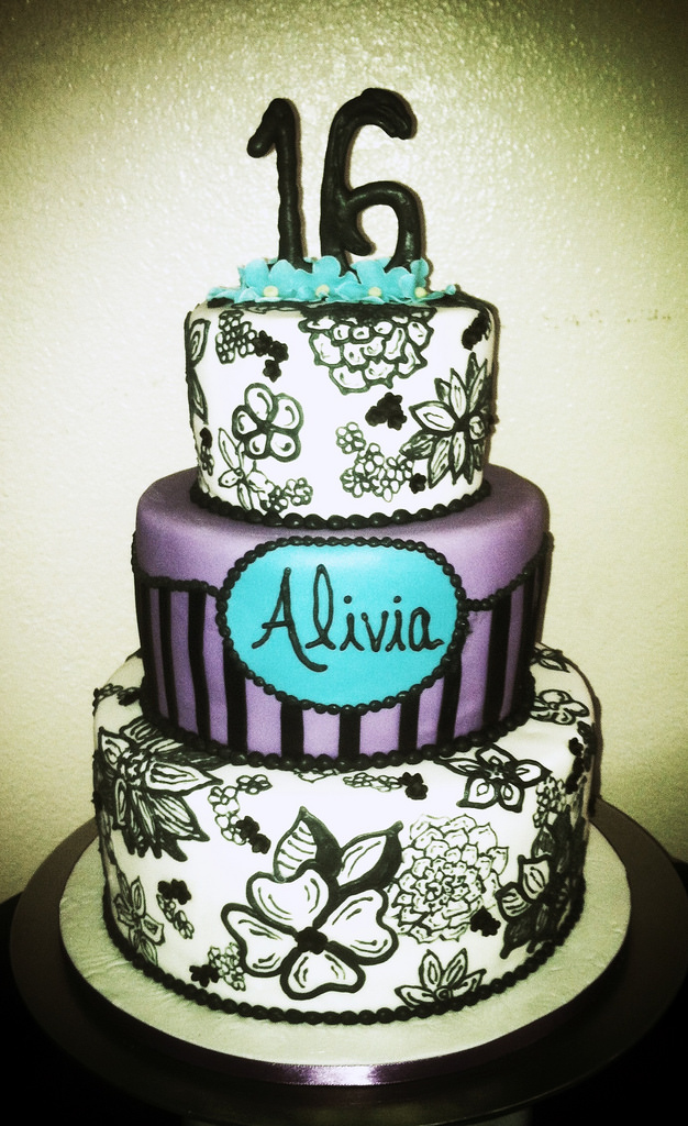 Purple Sweet 16 Birthday Cakes