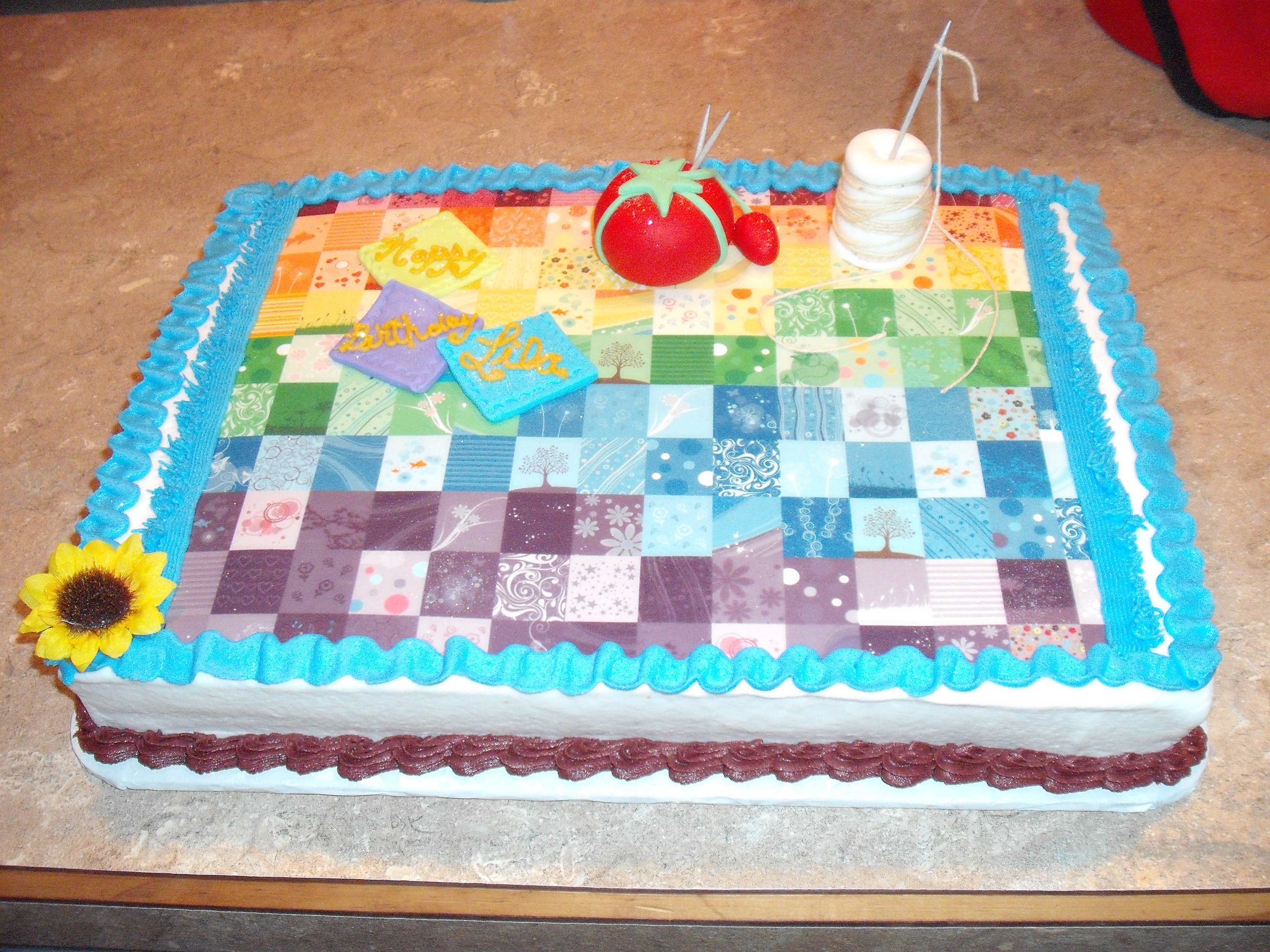 Quilt Themed Birthday Cake