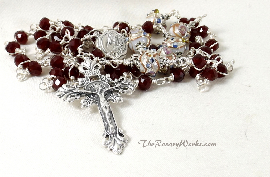 Rosary Bead with Flowers