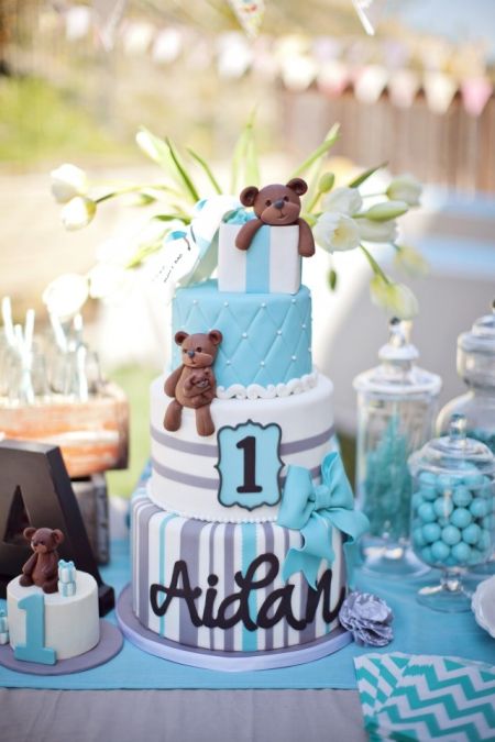 Teddy Bear First Birthday Boy Cake Ideas