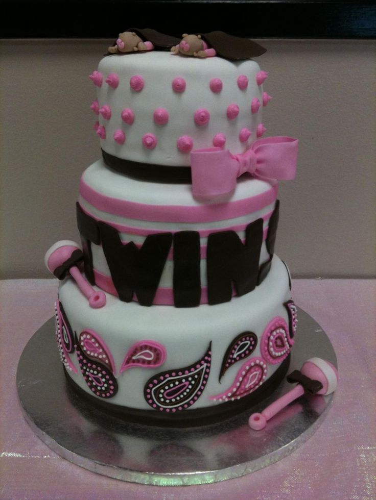 Twin Girls Baby Shower Cake