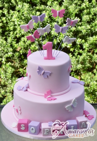 Two Tier Butterfly Birthday Cakes