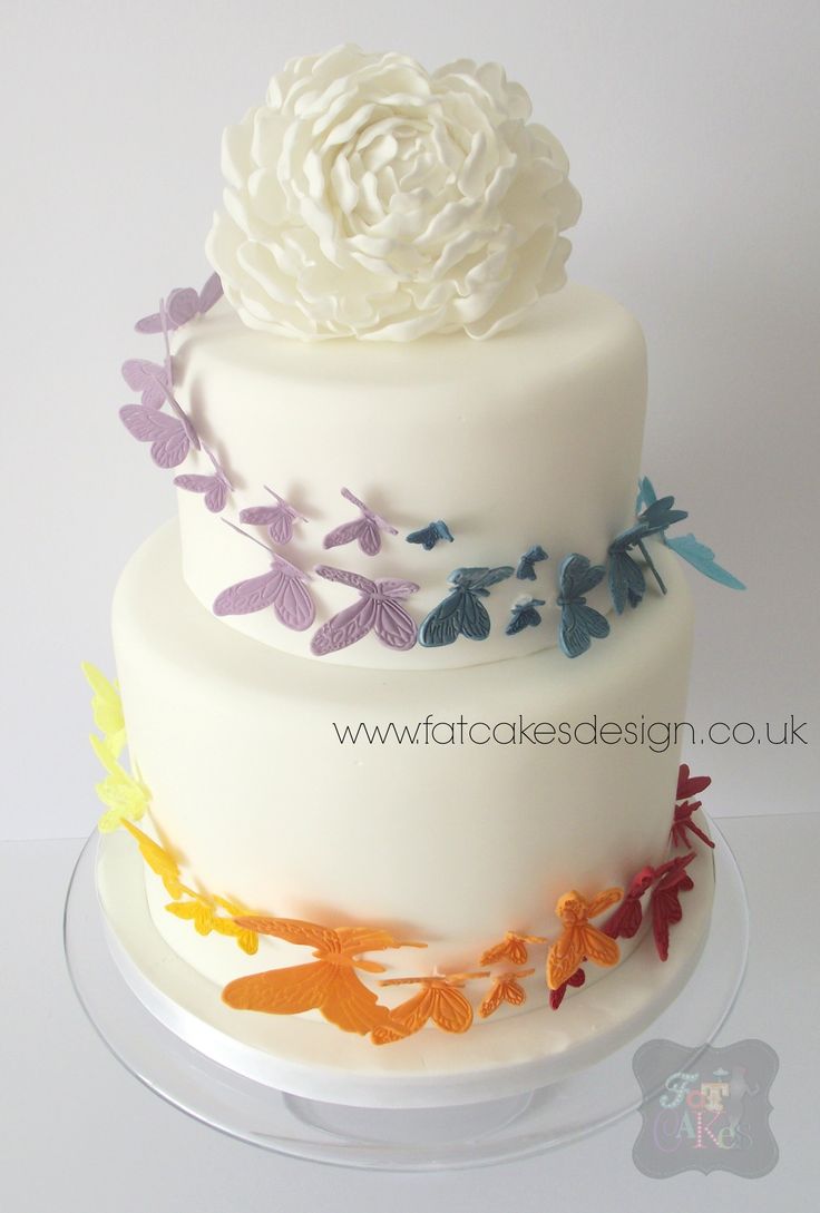 Two Tier Butterfly Wedding Cake
