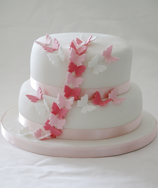 Two Tier Butterfly Wedding Cake