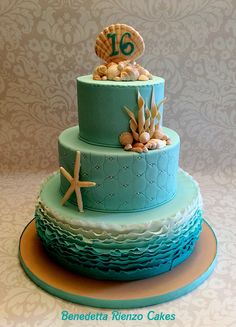Under the Sea Theme Sweet 16 Cake