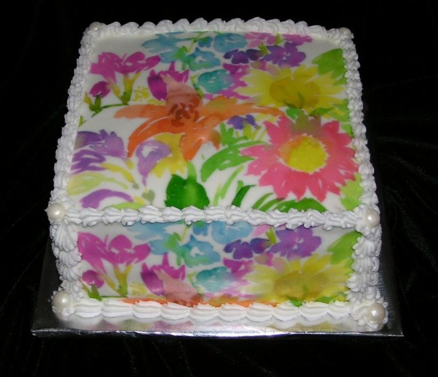 Watercolor Happy Birthday Cake