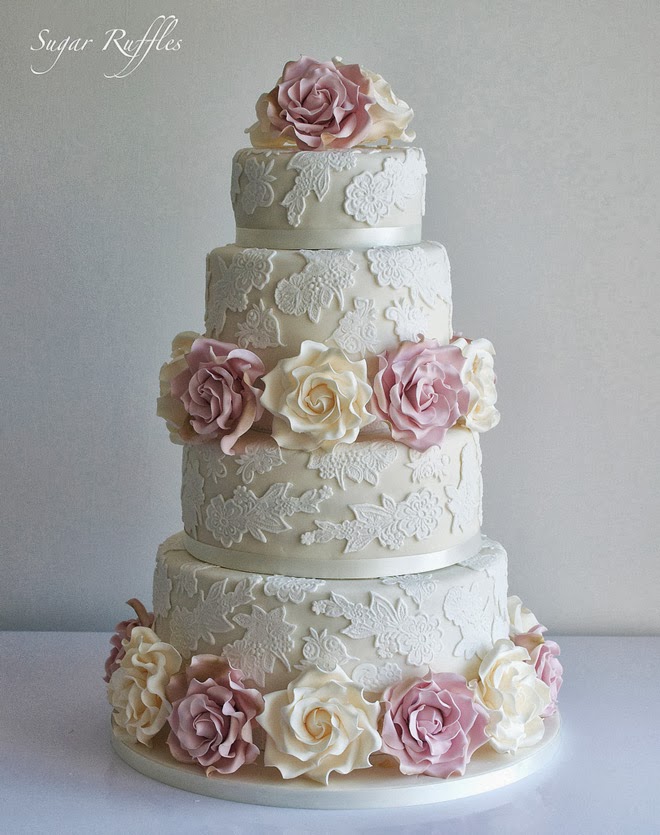 Wedding Cake with Lace Wedding Cake with Lace